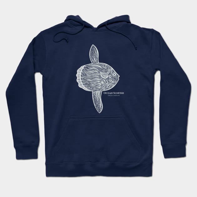 Ocean Sunfish or Mola with Common and Latin Names Hoodie by Green Paladin